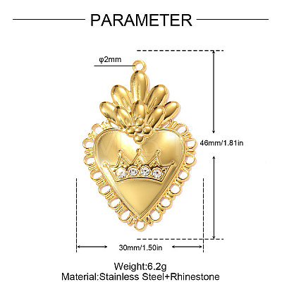 304 Stainless Steel Rhinestone Pendants STAS-OY011-78G-1