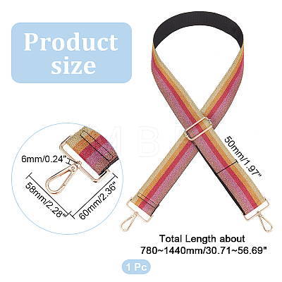 Stripe Pattern Glittered Polyester Adjustable Webbing Bag Straps PURS-WH0005-82KCG-02-1