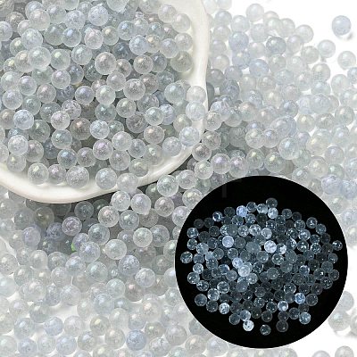 Luminous Glow in the Dark Transparent Glass Round Beads GLAA-F124-B10-1
