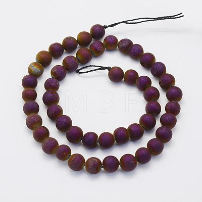 Electroplate Natural Druzy Agate Beads Strands G-G708-6mm-02-1