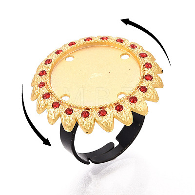 Adjustable Alloy & Iron & Rhinestone Bezel Cup Ring Base with Rotatable Tray MAK-T012-15G-1
