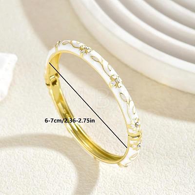 Zinc Alloy Enamel Flower Hinged Cuff Bangles for Women UK8681-7-1