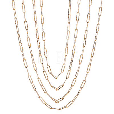   Brass Textured Paperclip Chain Necklace Making MAK-PH0004-31-1