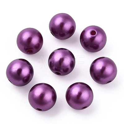 Spray Painted ABS Plastic Imitation Pearl Beads OACR-T015-05C-11-1