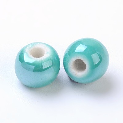 Pearlized Handmade Porcelain Round Beads PORC-S489-6mm-06-1