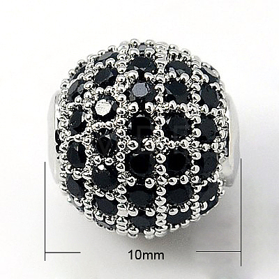 Brass Cubic Zirconia Beads ZIRC-D009-02P-1