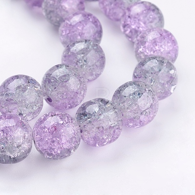 1Strand Two Tone Transparent Crackle Glass Round Beads Strands X-CCG-Q002-10mm-02-1
