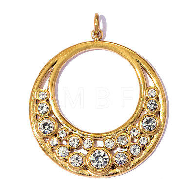304 Stainless Steel with Rhinestone Pendants RB-OY001-42G-01-1
