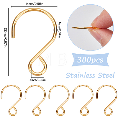 300Pcs Stainless Steel Hook STAS-SP0001-83G-1