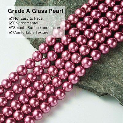 Eco-Friendly Glass Pearl Beads Strands HY-A008-8mm-RB027-1