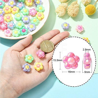 50Pcs UV Plating Rainbow Iridescent Acrylic Beads SACR-CJ0001-45-1