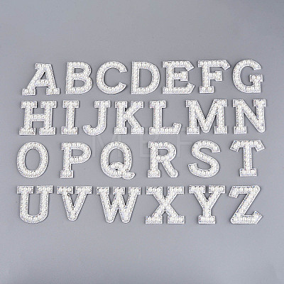 26Pcs ABS Plastic Imitation Pearl & Rhinestone & Cloth Letter Cabochons PATC-T001-01B-1
