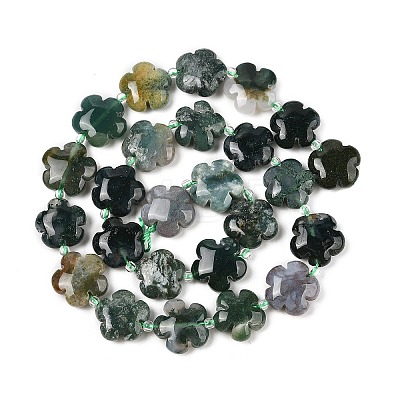 Natural Moss Agate Beads Strands G-NH0009-A01-02-1