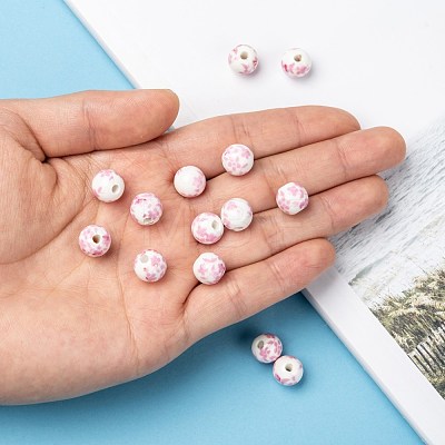 Handmade Printed Porcelain Beads PORC-Q201-10mm-3-1