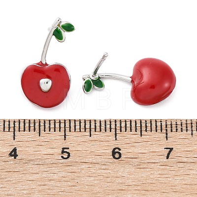 Cherry Brass Enamel Stud Earrings for Women EJEW-G425-02P-1