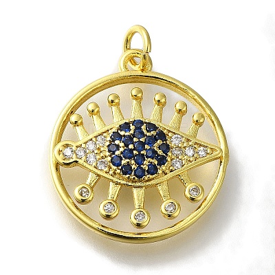 Rack Plating Brass Micro Pave Cubic Zirconia Pendant KK-H485-16G-1