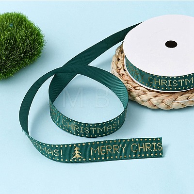 Flat Christmas Theme Polyester Grosgrain Ribbon OCOR-YWC0001-01A-03-1