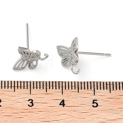 Brass Micro Pave Cubic Zirconia Stud Earrings Finding KK-K364-05P-1