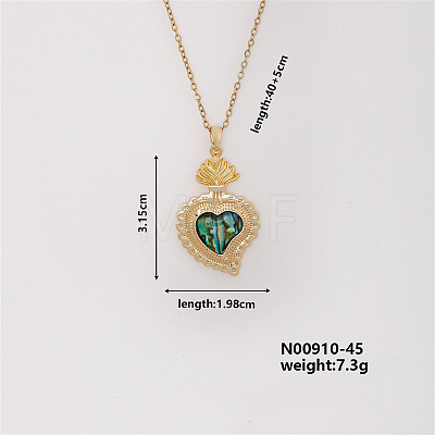 Vintage Brass Micro Pave Cubic Zirconia Heart Pendant Necklace for Women MF6183-3-1