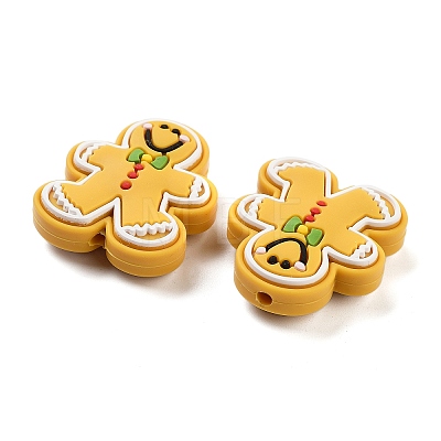 Christmas Gingerbread Man Silicone Beads SIL-U005-01B-1