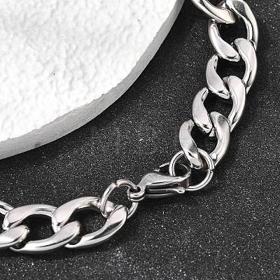 201 Stainless Steel Curb Chain Bracelets for Men STAS-T077-22B-02P-1