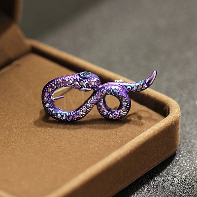 Snake Alloy Rhinestone Brooches for Backpack Clothes JEWB-V003-03P-1