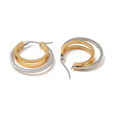 Two Tone 304 Stainless Steel Triple Circle Hoop Earrings for Women EJEW-I272-01GP-1