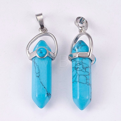 Synthetic Turquoise Double Terminated Pointed Pendants G-P373-B01-1