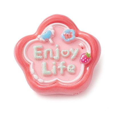 6Pcs 6 Styles Cartoon Word Opaque Resin Brooches JEWB-BR00157-1