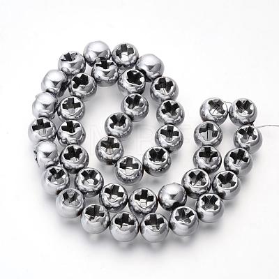 Electroplate Non-magnetic Synthetic Hematite Beads Strands G-Q486-76H-1