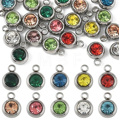 20Pcs 303 Stainless Steel Rhinestone Charms STAS-YW0001-17-1