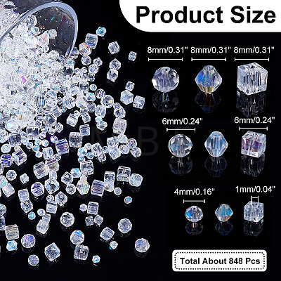  828~848Pcs 9 Style Electroplate Glass Beads Strands EGLA-NB0001-23-1