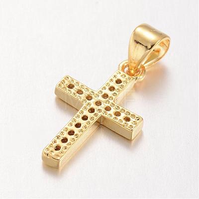 Cross Brass Micro Pave Cubic Zirconia Pendants KK-E673-027G-1