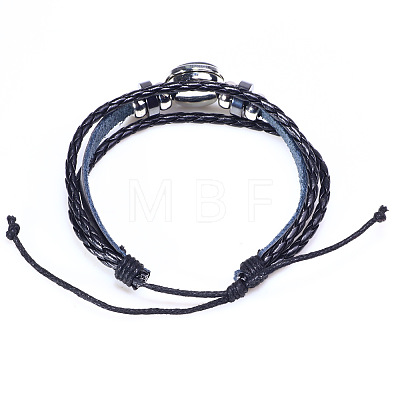 12 Constellation Leather Cord Bracelets BJEW-P240-E12-1