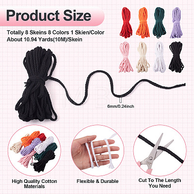 8 Skeins 8 Colors Braided Cotton String Threads for Crafts Knitting Making OCOR-TA0003-56-1
