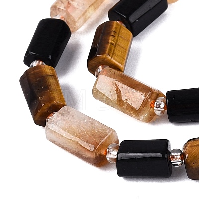 Natural Mixed Obsidian & Citrine & Tiger Eye Strands G-Q614-01A-05-1