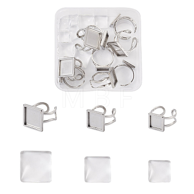 1 Box 9Pcs 304 Stainless Steel Cuff Pad Ring Settings DIY-PJ0001-11-1
