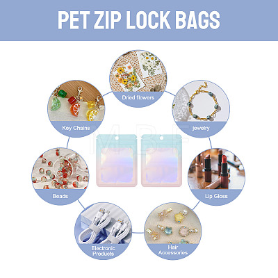 40Pcs Rectangle Glitter Holographic Plastic Resealable Packaging Bags ABAG-TA0001-97B-03-1