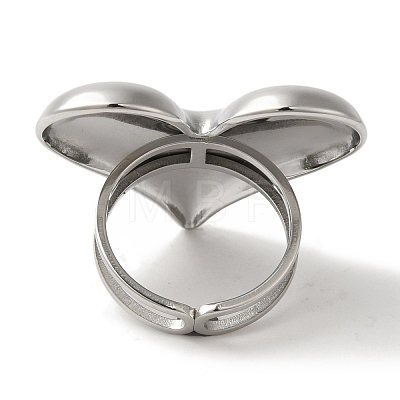 Non-Tarnish 304 Stainless Steel Heart Open Cuff Rings for Women RJEW-Z053-06P-1