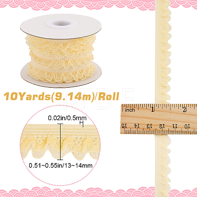 10 Yards Polyester Elastic Lace Trim SRIB-WH0011-121F-1