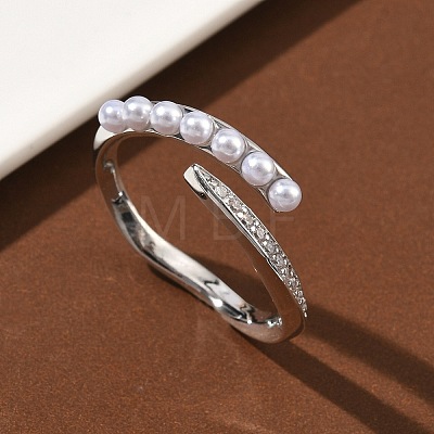 Brass Micro Pave Cubic Zirconia Cuff Open Rings RJEW-C158-01P-1