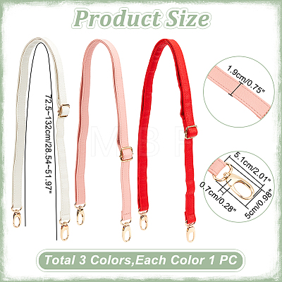 WADORN 3Pcs 3 Colors Imitation Leather Adjustable Bag Straps FIND-WR0009-89-1