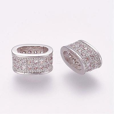 Brass Micro Pave Cubic Zirconia Slide Charms ZIRC-G091-58P-1