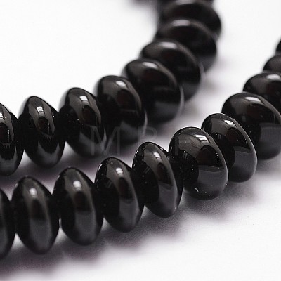 Natural Black Onyx Beads Strands G-P161-20-6x4mm-1