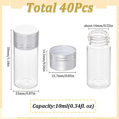 SUNNYCLUE 40Pcs Clear Glass Bottles Bead Containers CON-SC0001-15A-02-1