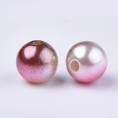 Rainbow ABS Plastic Imitation Pearl Beads OACR-Q174-6mm-10-1
