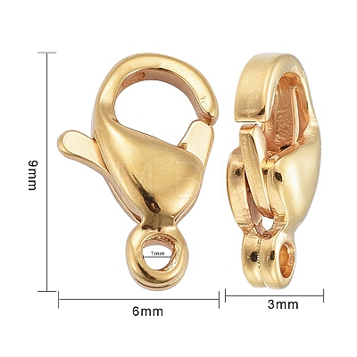 Ion Plating(IP) 304 Stainless Steel Lobster Claw Clasps X-STAS-H352-01B-G-01-1