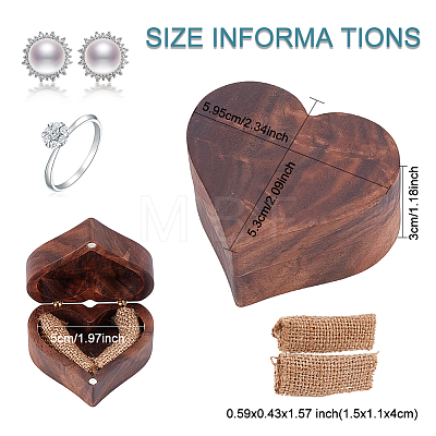 Heart Wood Ring Storage Boxes CON-WH0087-51-1