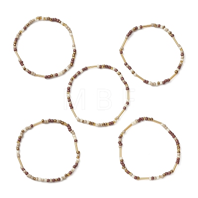 5Pcs Glass Seed Beaded Stretch Bracelets Set BJEW-JB09576-1