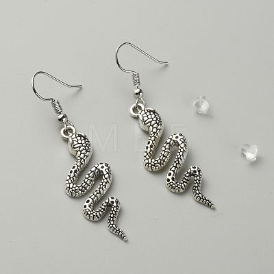 Alloy Snake Long Dangle Earrings for Women EJEW-WH0018-22-1